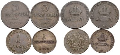 Francesco Giuseppe, Lotto di 4 monete del Regno Lombardo Veneto (1848-1866)