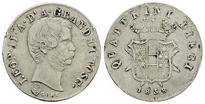 Leopoldo II, 10 quattrini 1858, Granducato di Toscana