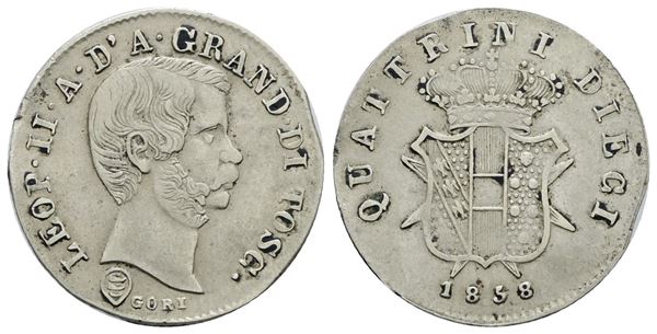 FIRENZE. GRANDUCATO DI TOSCANA. Leopoldo II (1824-1859). 10 quattrini 1858. Mi; 2gr; Gig.67; NC; BB+