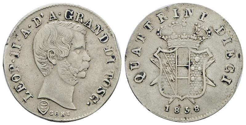 Leopoldo II, 10 quattrini 1858, Granducato di Toscana