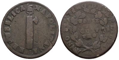 Moneta, Tornese della Repubblica Napoletana (1799) - 4 tornesi, Cu, 5 gr, Gig.12