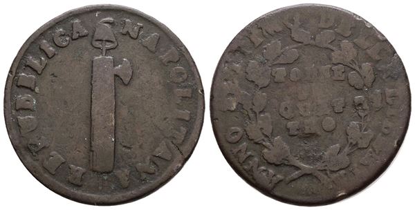 NAPOLI. REPUBBLICA NAPOLETANA (1799). 4 tornesi 1799. Cu; 5gr; Gig.12; NC; MB+