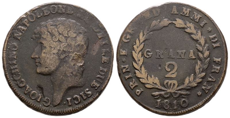 Moneta del Regno delle Due Sicilie, 2 Grana 1810, Gioacchino Napoleone
