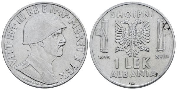 ALBANIA. Vittorio Emanuele III (1939-1943). 1 Lek, 1939. Ac; 8gr; Gig.6a; BB/SPL
