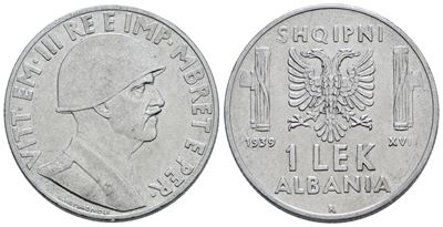 Vittorio Emanuele III, 1 Lek, 1939