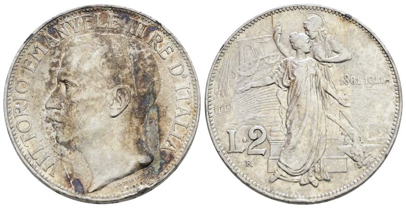 Vittorio Emanuele III, 2 Lire 1911 'Cinquantenario' in Argento