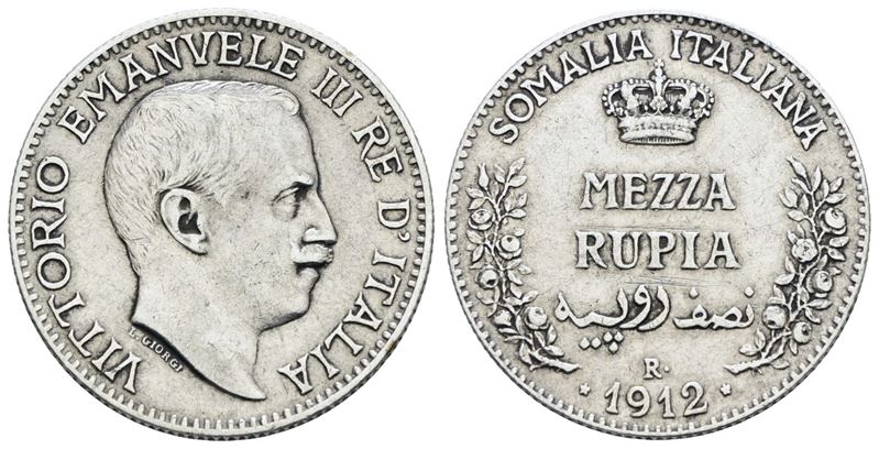 Vittorio Emanuele III, Mezza rupia 1912