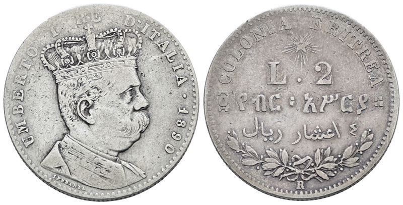 Umberto I, 2 Lire 1890 - Colonia Eritrea
