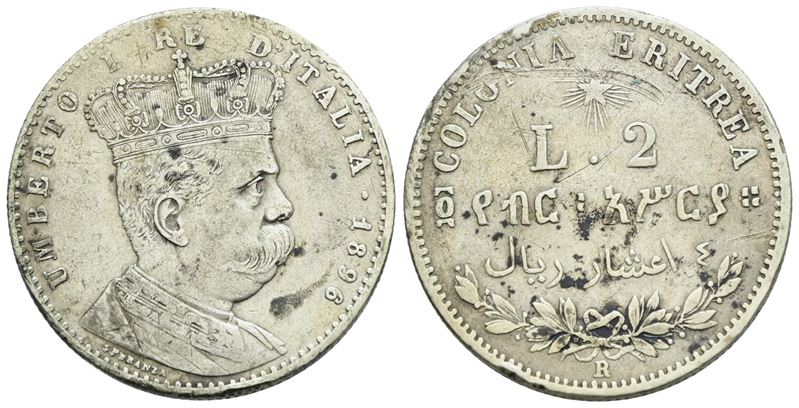 Umberto I, 2 Lire 1896, Colonia Eritrea