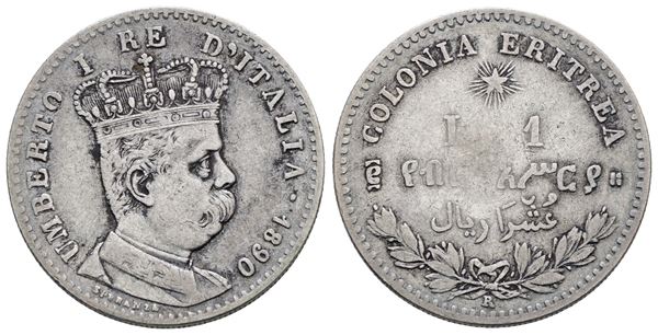 COLONIA ERITREA. Umberto I (1890-1896). 1 Lira 1890. Ag; 5gr; Gig.5; NC; Q.BB