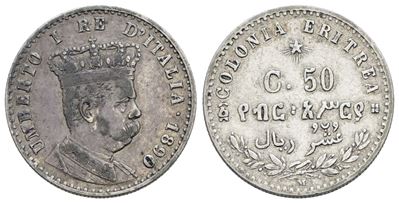 Umberto I, 50 centesimi 1890, Colonia Eritrea