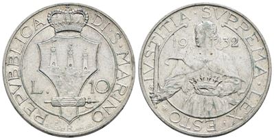 San Marino, 10 lire del 1932 in argento
