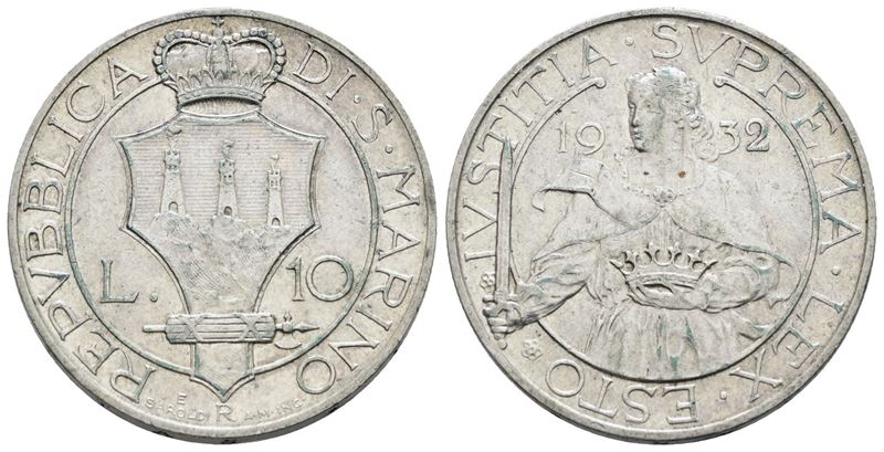 San Marino, 10 lire del 1932 in argento