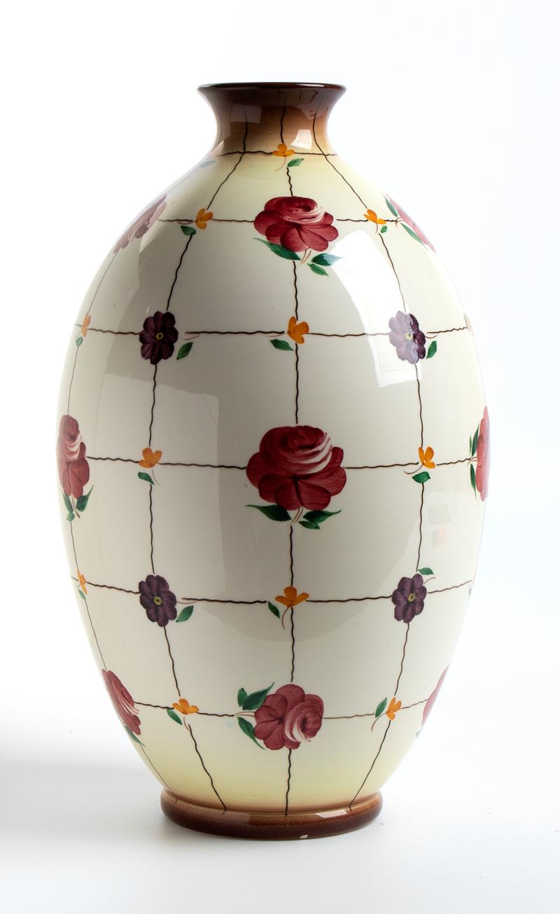 Vaso con decorazione di rose attribuito a Angelo Simonetto