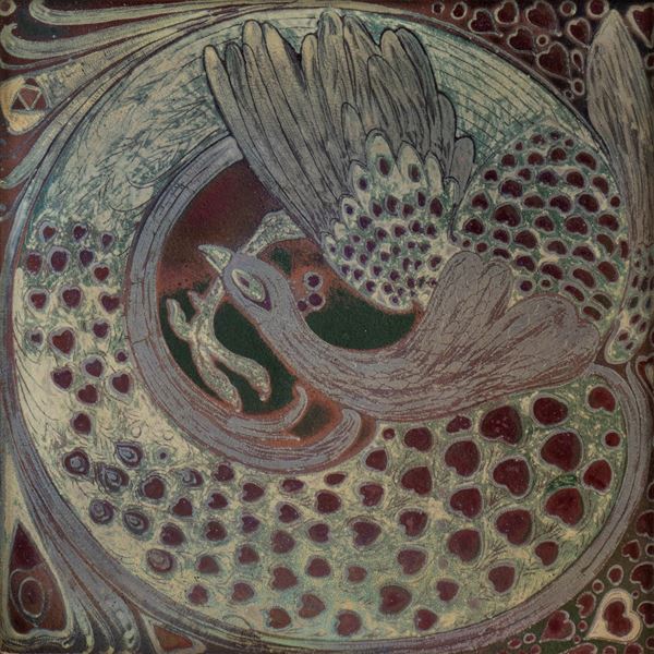 GALILEO CHINI - Piastrella con pavone