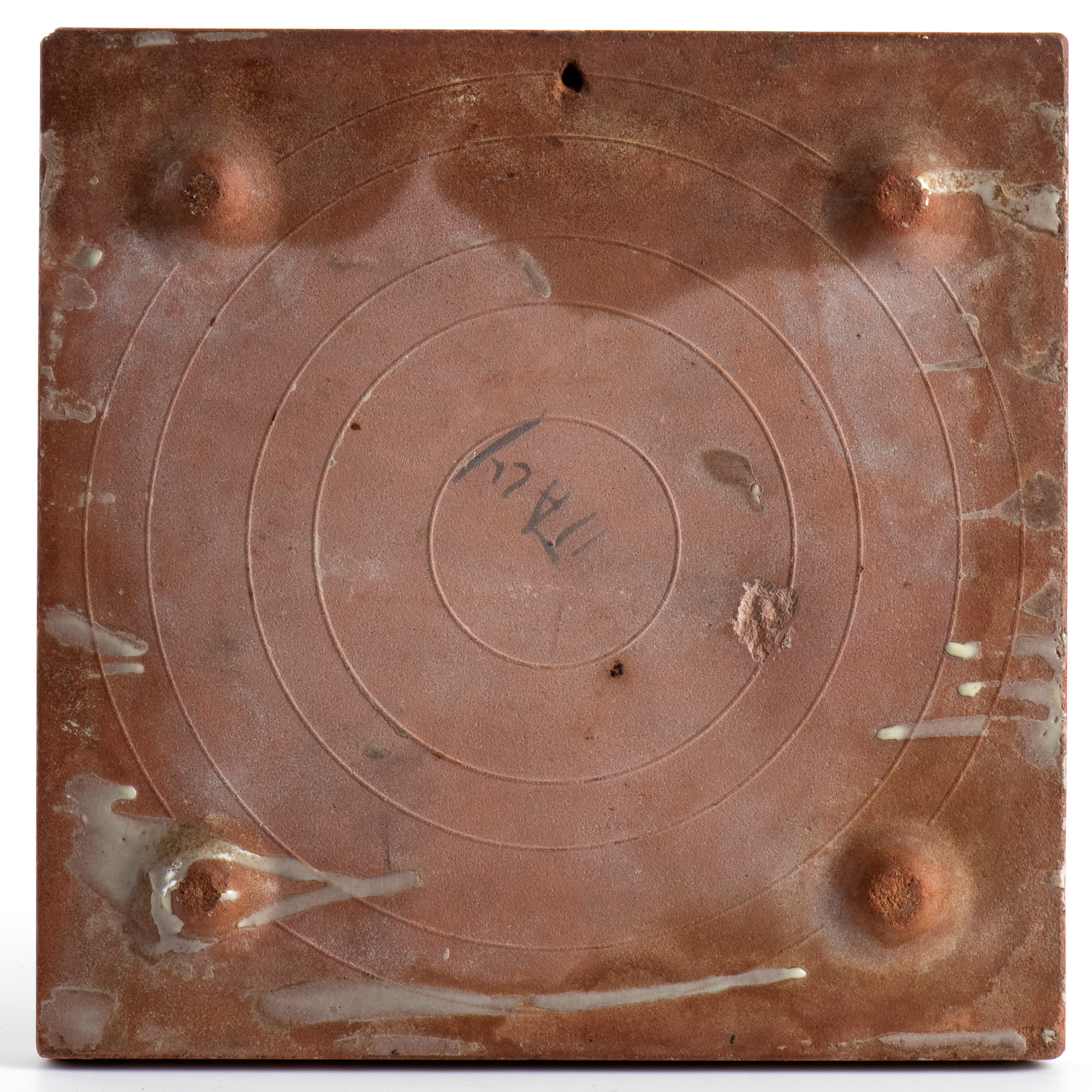 Mattonella vietrese con Vesuvio in eruzione