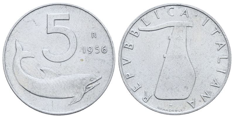 República Italiana, Moneta da 5 lire 1956 'Delfino'
