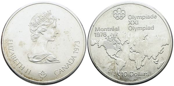 CANADA. 10 dollari 1973 "Olimpiadi Montreal". Ag; 48,6gr; FDC