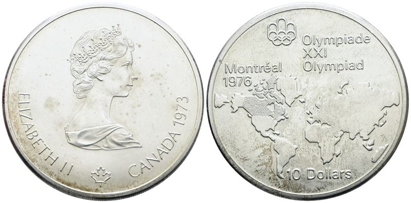 CANADA. 10 dollari 1973 "Olimpiadi Montreal". Ag; 48,6gr; FDC