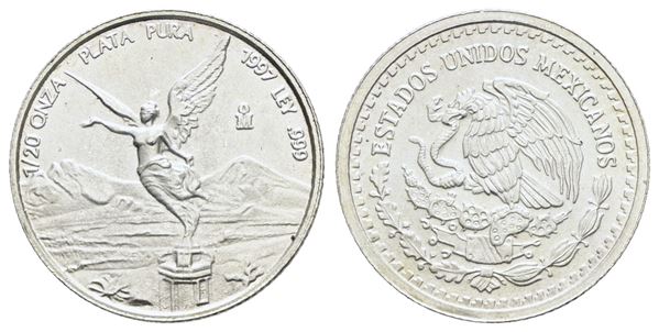 MESSICO. 1/20 di oncia 1997. Ag; 1,56gr; KM 609; Raro; FDC