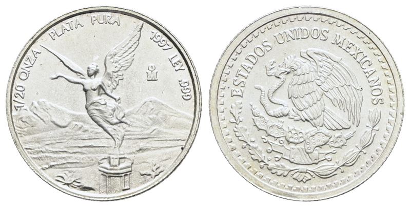 Messico, 1/20 di oncia, 1997, Argento (Ag), 1,56 g, KM 609