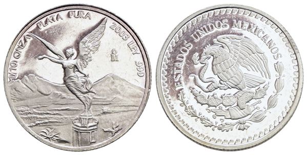 MESSICO. 1/10 di oncia 2003. Ag; 3,11gr; KM 610; Raro; FDC