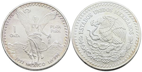 MESSICO. Oncia 1993. Ag; 31,1gr; KM 494.3; FDC