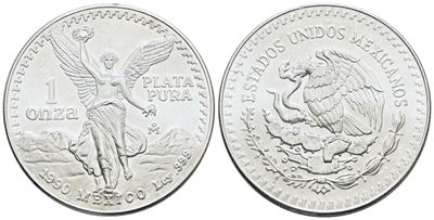 Messico, Oncia 1993 in Argento (Ag) - 31,1 g; KM 494