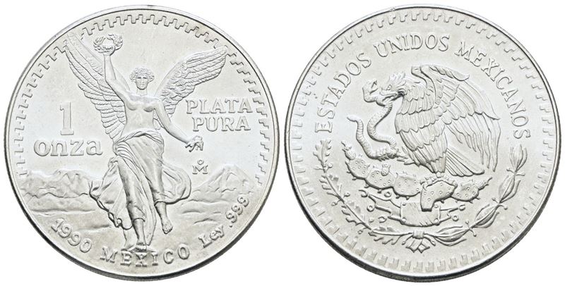 Messico, Oncia 1993 in Argento (Ag) - 31,1 g; KM 494