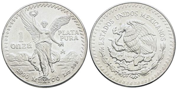 MESSICO. Oncia 1990. Ag; 31,1gr; KM 494; FDC