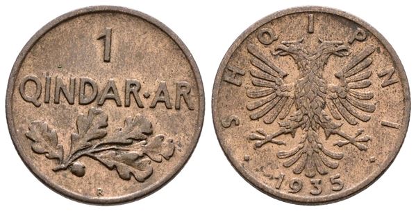 ALBANIA. Zog I (1928-1938). 1 quindar ari 1935. Cu; 2,9gr; KM 14; Q.FDC