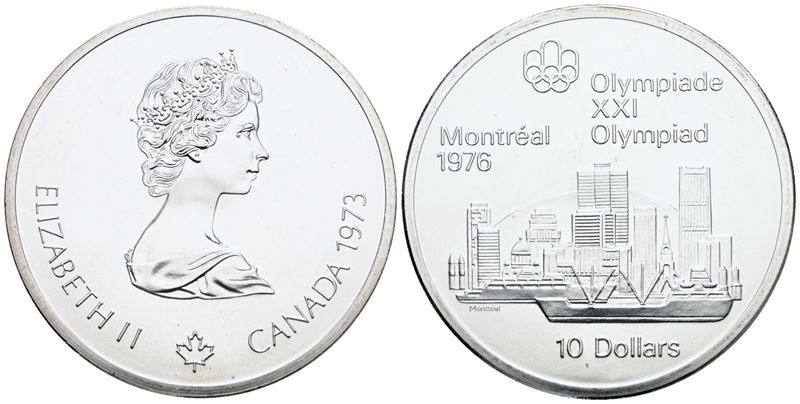 CANADA. 10 dollari 1973 "Olimpiadi Montreal". Ag; 48,6gr; FDC
