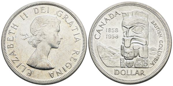 CANADA. Elisabetta II (1952-2022). Dollaro 1958. Ag; 23,32gr; KM 55; FDC