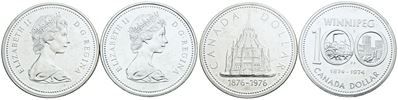 Canada, Lotto di 2 monete da 1 dollaro 1974 e 1976