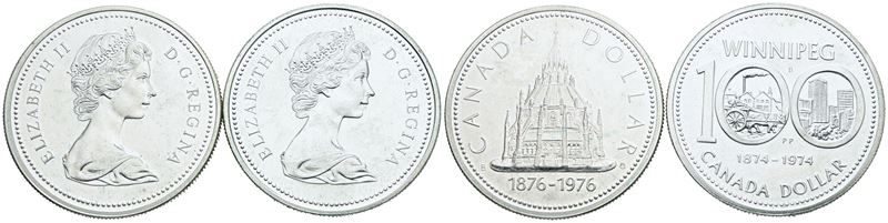 Canada, Lotto di 2 monete da 1 dollaro 1974 e 1976