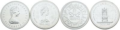 Monete Canadensi, Lotto di 2 monete da 1 dollaro del 1977 e 1978, Elisabetta II (1952-2022)