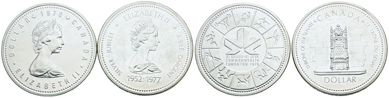 Monete Canadensi, Lotto di 2 monete da 1 dollaro del 1977 e 1978, Elisabetta II (1952-2022)