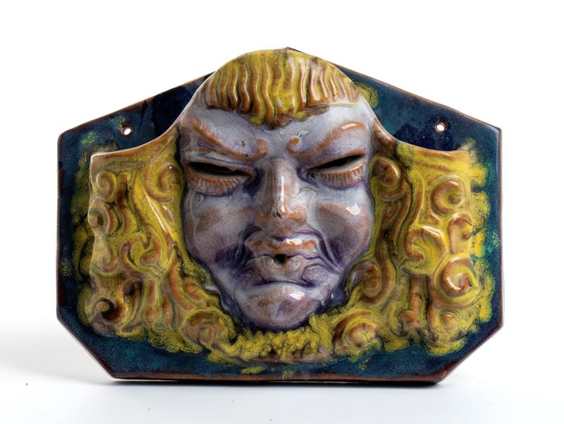Manifattura la Salamandra - Fioriera con maschera, ceramica
