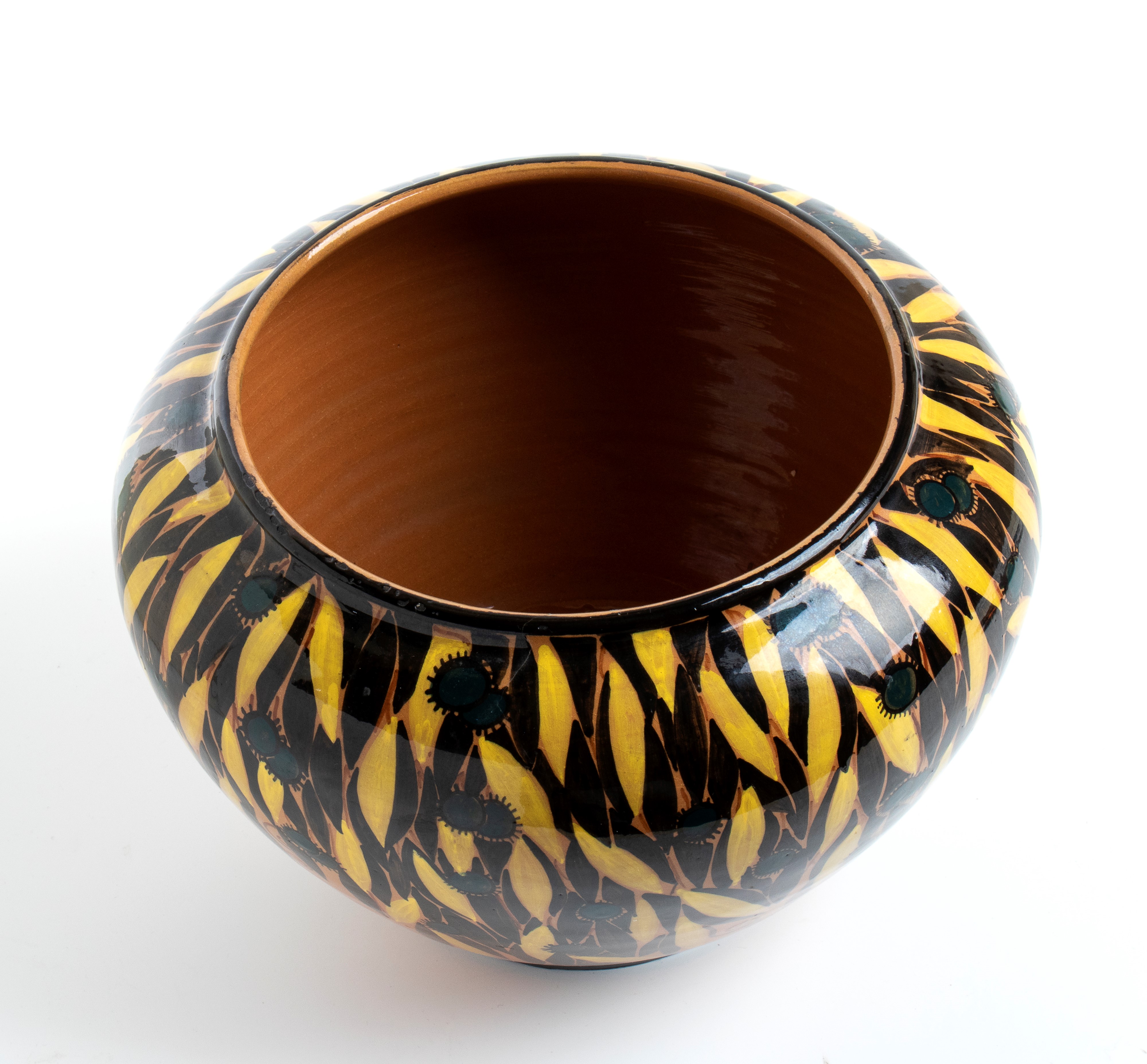 Manifattura la Salamandra - Vaso in ceramica con decorazione floreale, firmato la Salamandra, Per...