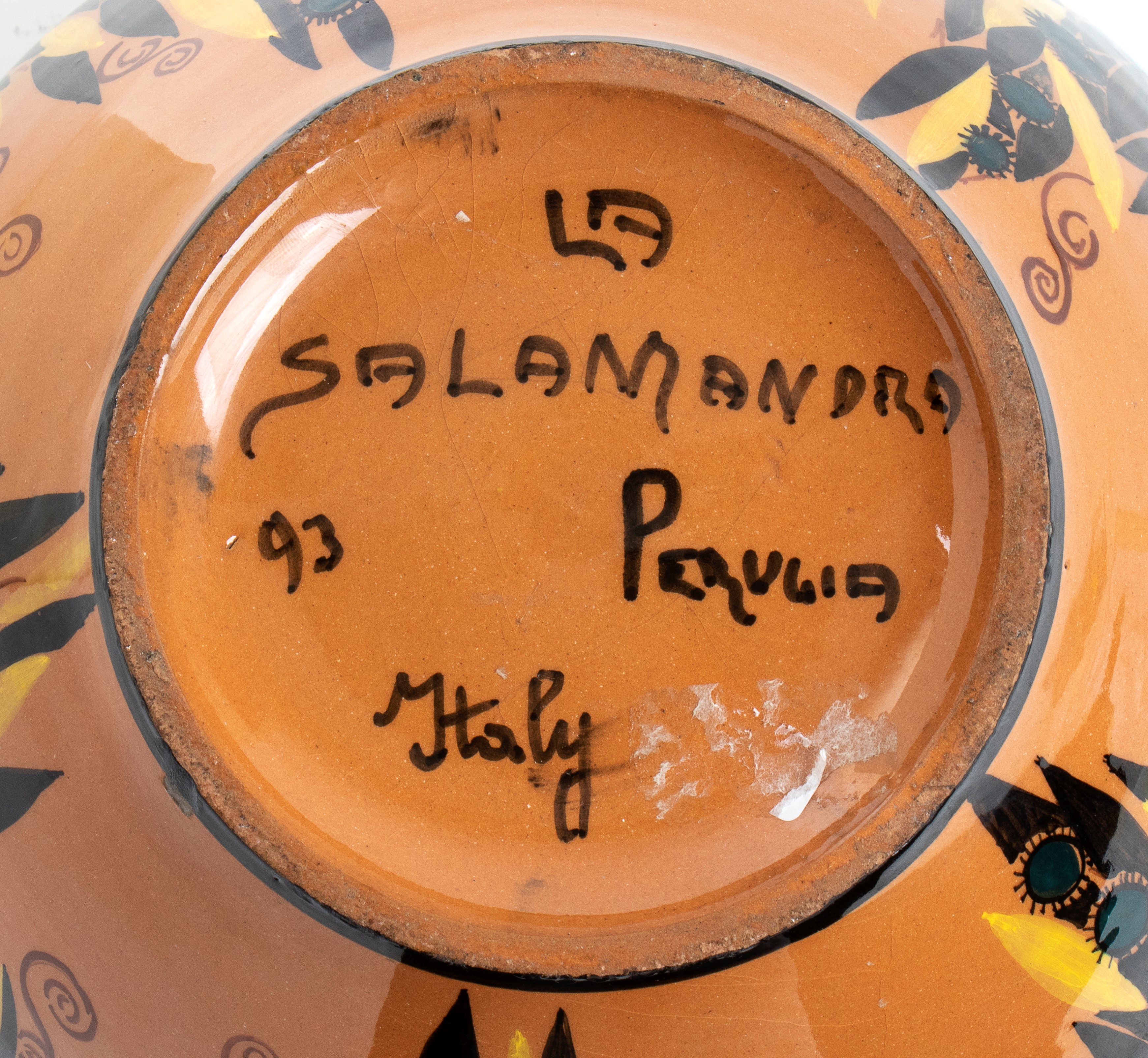 Manifattura la Salamandra - Vaso in ceramica con decorazione floreale, firmato la Salamandra, Per...