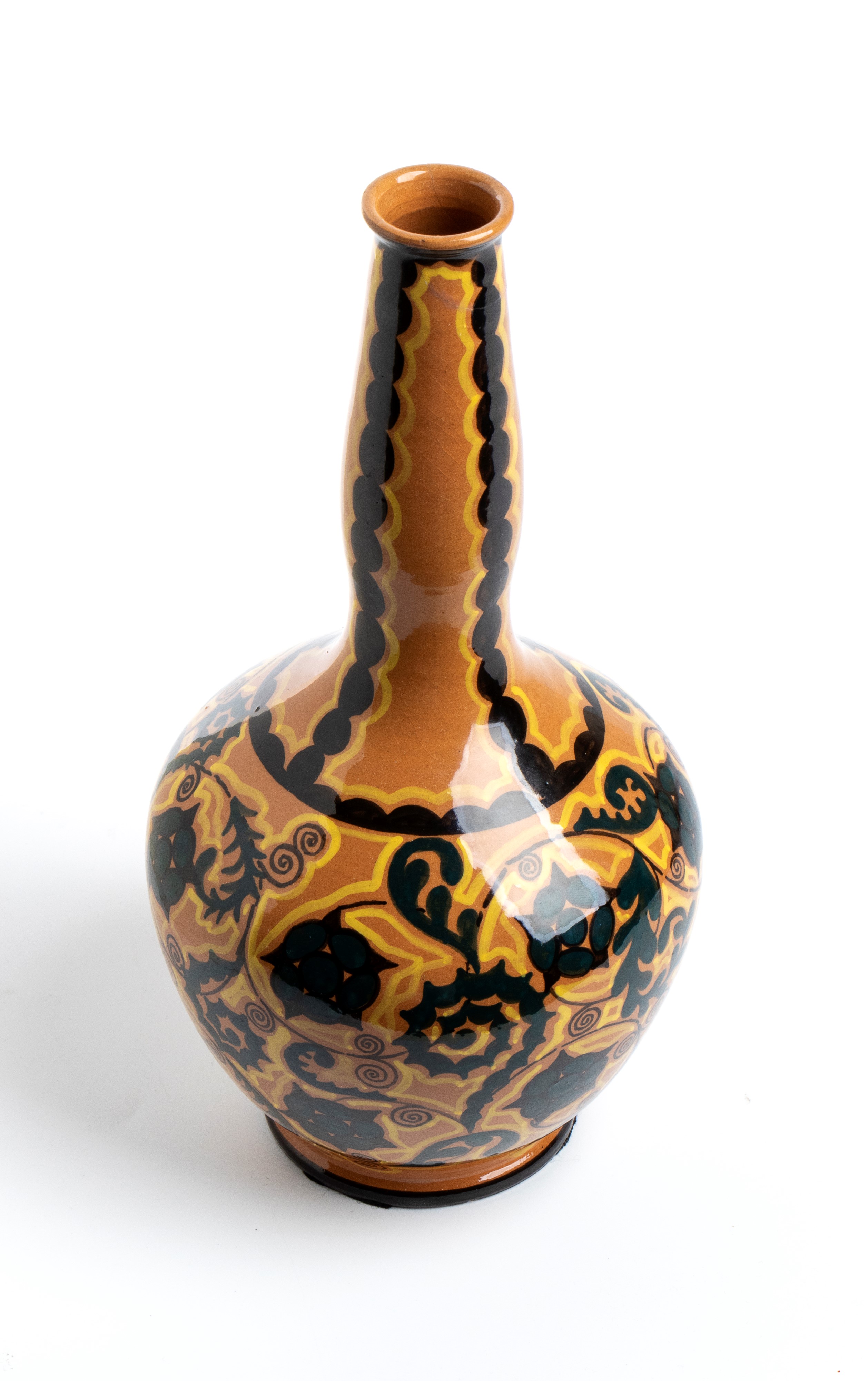 Manifattura la Salamandra - Vaso solifleur in ceramica decorato a fiori