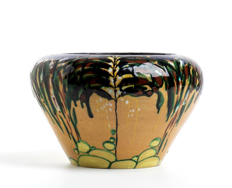 Ferruccio Palazzi - Cachepot con decorazione floreale in ceramica