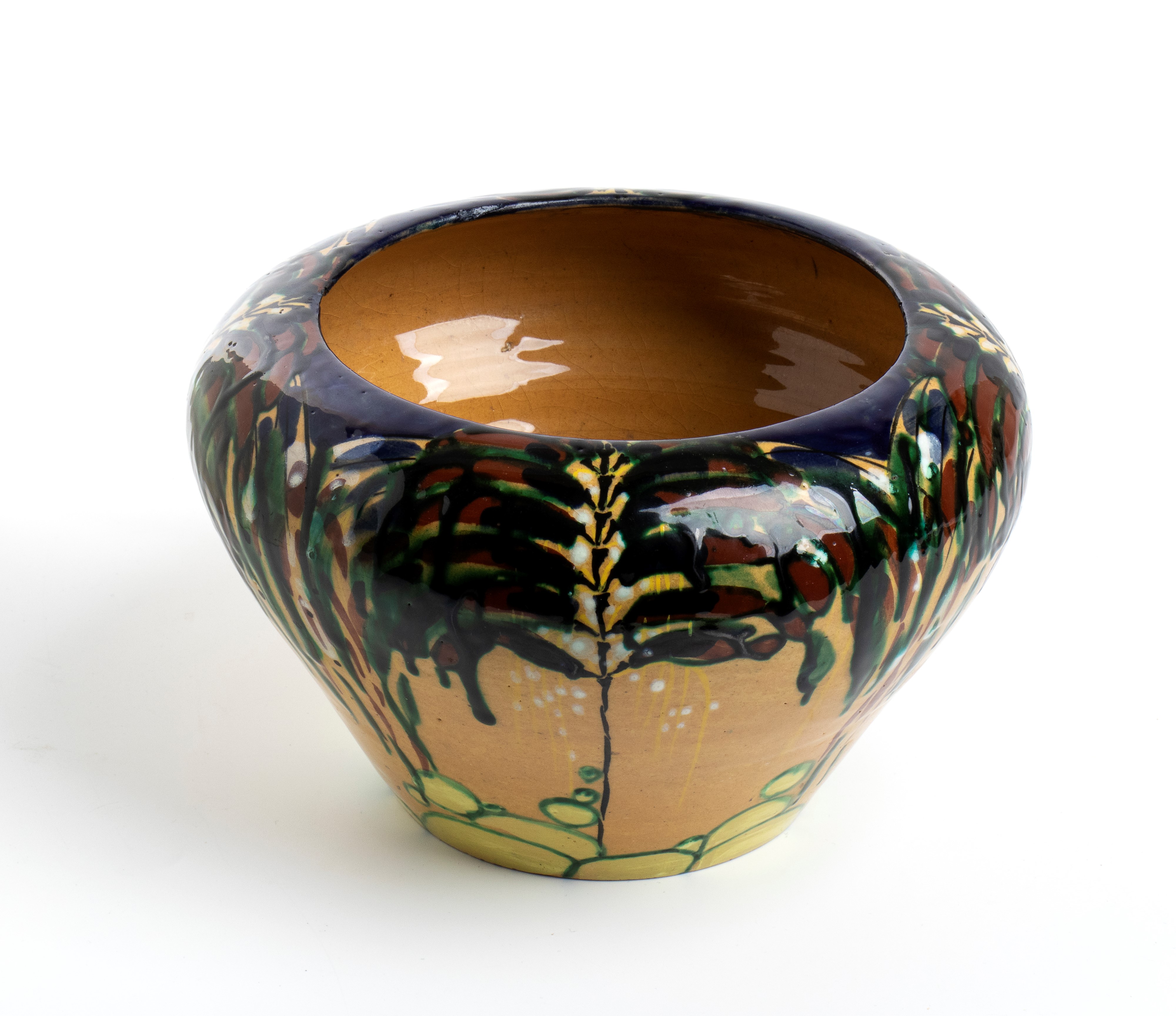 Ferruccio Palazzi - Cachepot con decorazione floreale in ceramica