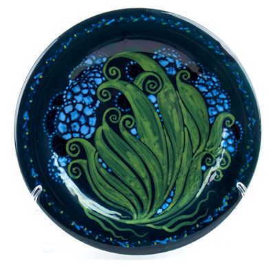 Piccolo piatto blu con glicine in ceramica