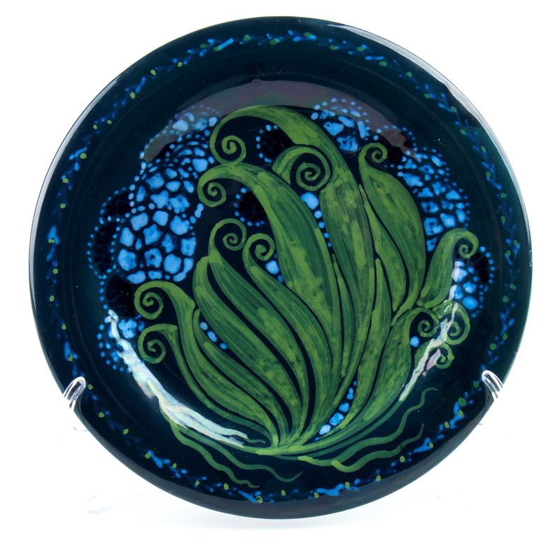 Ferruccio Palazzi - Piccolo piatto blu con glicine in ceramica