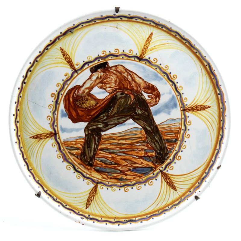 Piatto con decorazione di seminatore