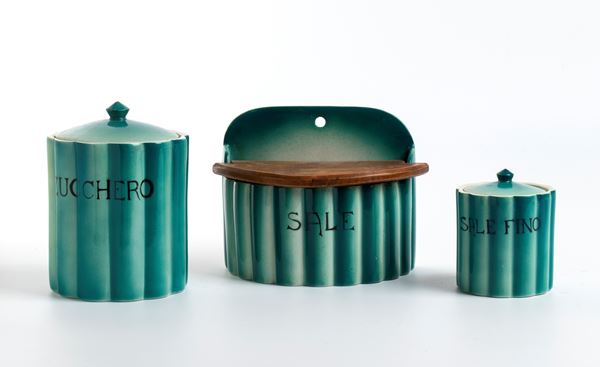 MANIFATTURA CERAMICA GALVANI - Lotto composto da: zuccheriera e due saliere