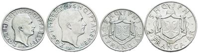 Zog I, Lotto di 2 monete da 1 e 2 franga, 1935
