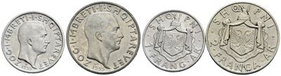 Zog I, Lotto di 2 monete da 1 e 2 franga del 1935