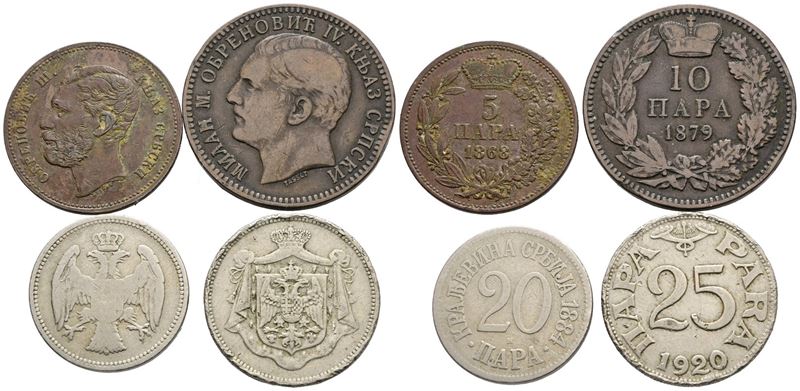 Serbia - Jugoslavia. Lotto di 4 Monete. Nominali, Metalli, Date e Conservazioni Varie.